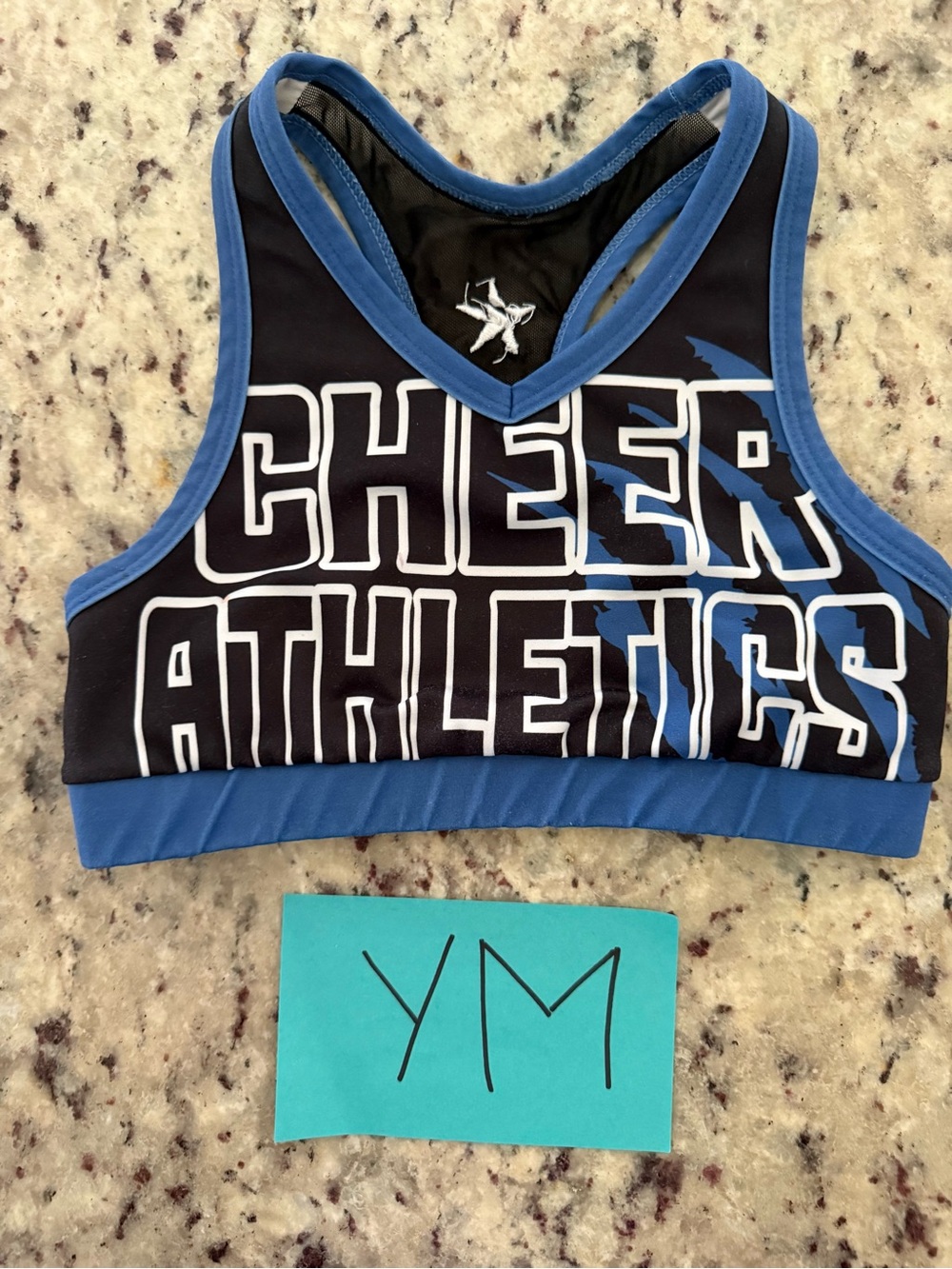 Cheer Athletics Blue & Black Sports Bra youth medium rebel cheer athletics